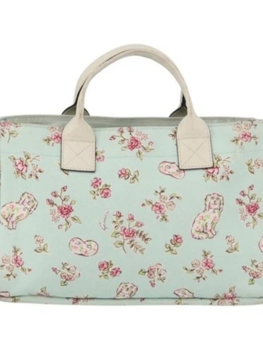 GUCCI Hand Bag Canvas Light Blue Auth ka3365 - Picture 2 of 16